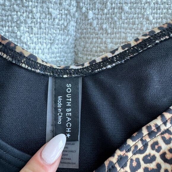 ASOS South Beach Black Cheetah Bikini Bottoms High Rise Size 8 - Picture 3 of 4